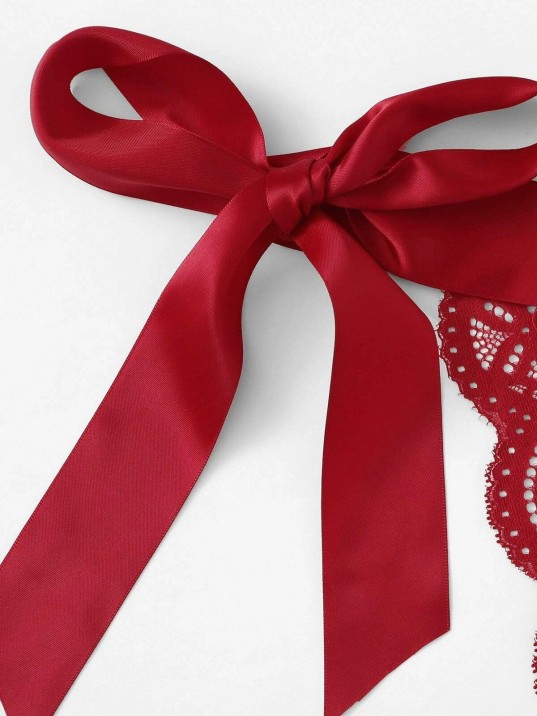 Kadın Bordo Kurdelalı Ve Dantelli Sütyen Külot Takımı – Modern, Konforlu Ve Günlük Kombinlere Uygun