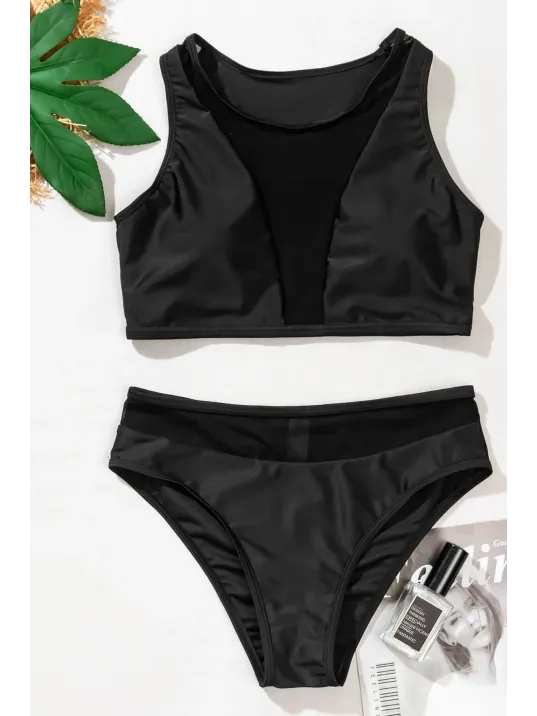 Kadın Siyah Tül Detaylı Yüksek Bel Sütyen Takımı – Modern, Konforlu Ve Günlük Kombinlere Uygun