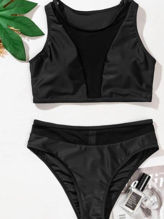 Kadın Siyah Tül Detaylı Yüksek Bel Sütyen Takımı – Modern, Konforlu ve Günlük Kombinlere Uygun
