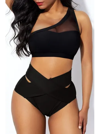 Kadın Siyah Yüksel Bel Tül Detaylı Sütyen Külot Takımı – Modern, Konforlu Ve Günlük Kombinlere Uygun