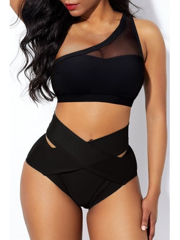 Kadın Siyah Yüksel Bel Tül Detaylı Sütyen Külot Takımı – Modern, Konforlu Ve Günlük Kombinlere Uygun
