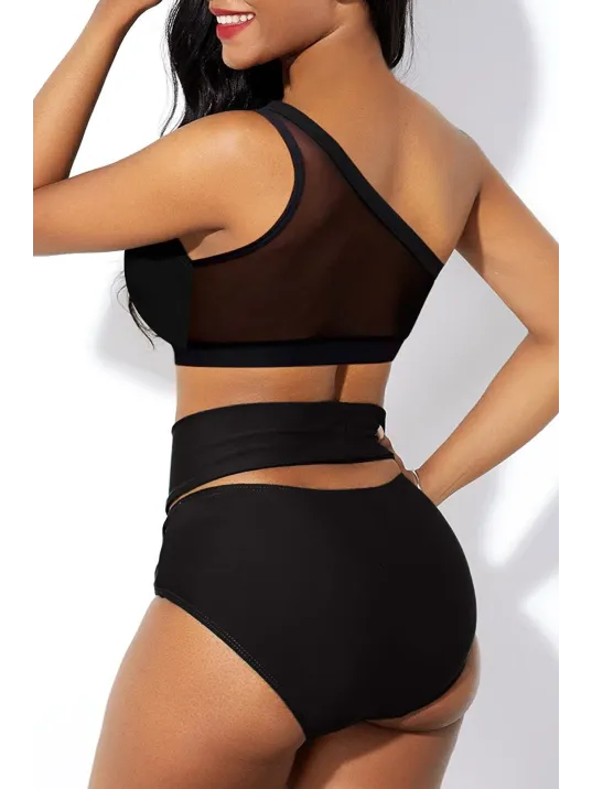 Kadın Siyah Yüksel Bel Tül Detaylı Sütyen Külot Takımı – Modern, Konforlu Ve Günlük Kombinlere Uygun