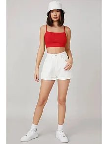 Kadın Kırmızı Ip Askılı Crop Top Büstiyer – Modern Ve Şık Tasarım