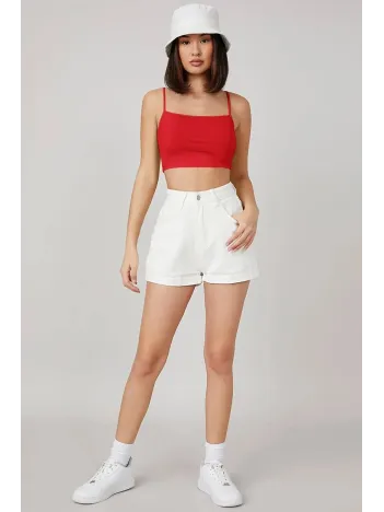 Kadın Kırmızı Ip Askılı Crop Top Büstiyer – Modern Ve Şık Tasarım