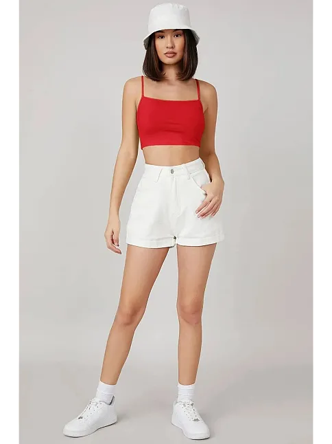 Kadın Kırmızı Ip Askılı Crop Top Büstiyer – Modern Ve Şık Tasarım