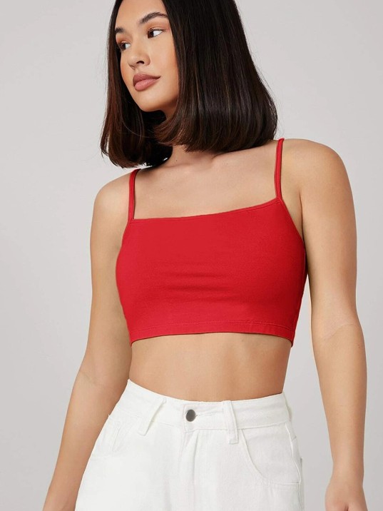 Kadın Kırmızı Ip Askılı Crop Top Büstiyer – Modern Ve Şık Tasarım