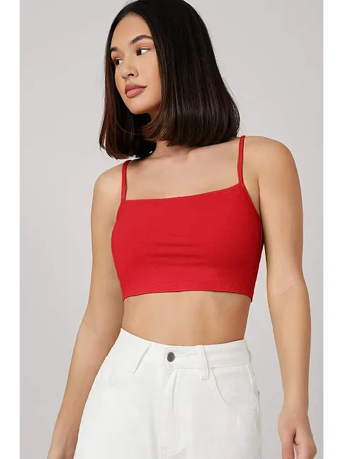 Kadın Kırmızı Ip Askılı Crop Top Büstiyer – Modern Ve Şık Tasarım