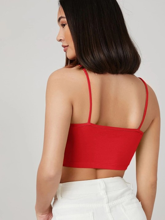 Kadın Kırmızı Ip Askılı Crop Top Büstiyer – Modern Ve Şık Tasarım