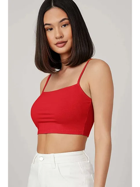 Kadın Kırmızı Ip Askılı Crop Top Büstiyer – Modern Ve Şık Tasarım