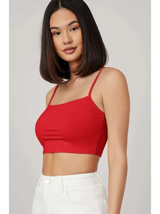 Kadın Kırmızı Ip Askılı Crop Top Büstiyer – Modern Ve Şık Tasarım