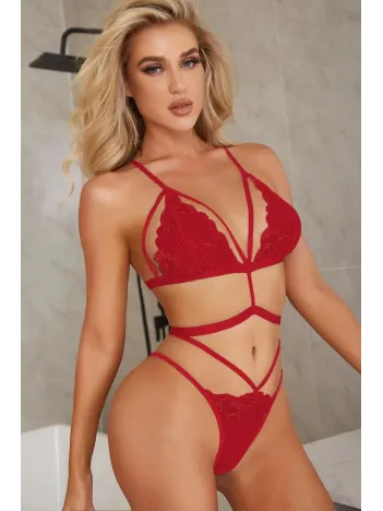 Kadın Kırmızı Beli Lastik Detaylı Özel Şık Sütyen Takımı – Modern, Konforlu Ve Günlük Kombinlere Uygun
