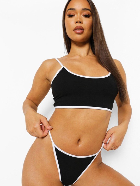 Kadın Siyah Penye Sütyen Külot Takım