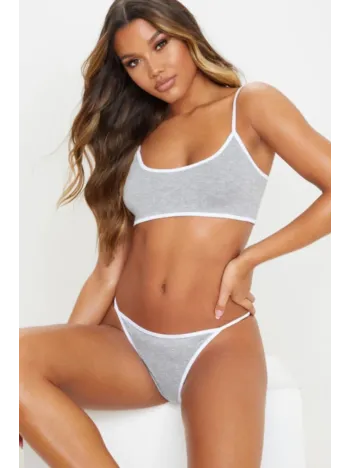 Kadın Gri Penye Sütyen Külot Takım – Modern, Konforlu Ve Günlük Kombinlere Uygun
