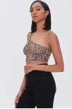Kadın Leopar Desenli Tek Omuz Crop Büstiyer Kadın Leopar Desenli Tek Omuz Crop Büstiyer