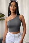Kadın Koyu Gri Tek Omuz Crop Büstiyer – Modern Ve Şık Tasarım Kadın Koyu Gri Tek Omuz Crop Büstiyer – Modern Ve Şık Tasarım
