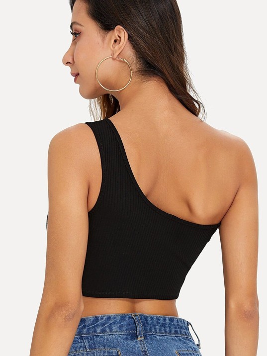 Kadın Siyah Tek Omuz Crop Büstiyer – Modern Ve Şık Tasarım Kadın Siyah Tek Omuz Crop Büstiyer – Modern Ve Şık Tasarım