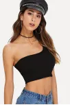 Kadın Siyah Tek Omuz Crop Büstiyer – Modern Ve Şık Tasarım