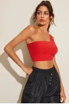 Kadın Kırmızı Tek Omuz Crop Büstiyer – Modern Ve Şık Tasarım