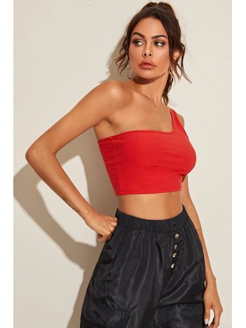 Kadın Kırmızı Tek Omuz Crop Büstiyer – Modern ve Şık Tasarım