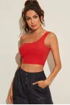 Kadın Kırmızı Tek Omuz Crop Büstiyer – Modern Ve Şık Tasarım