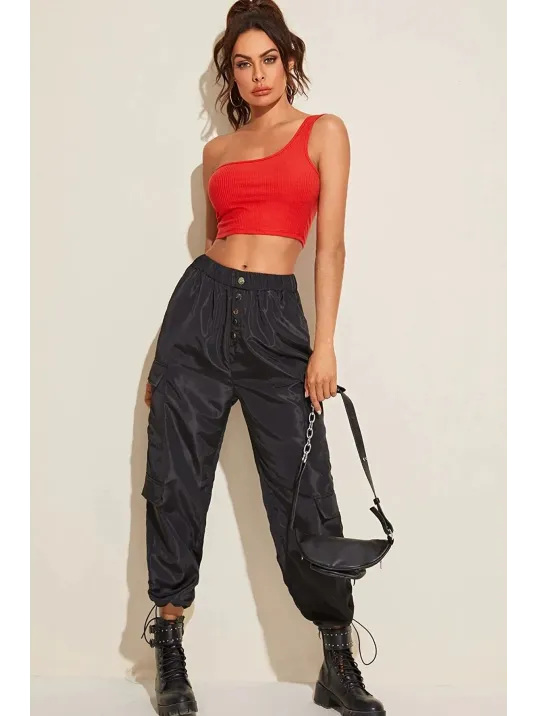 Kadın Kırmızı Tek Omuz Crop Büstiyer – Modern Ve Şık Tasarım