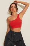 Kadın Kırmızı Tek Omuz Crop Büstiyer – Modern Ve Şık Tasarım