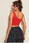 Kadın Kırmızı Tek Omuz Crop Büstiyer – Modern Ve Şık Tasarım