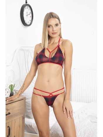 Kadın Kırmızı Ekoseli Ve Lazer Kesim Çarpraz Bralet Takım – Modern, Konforlu Ve Günlük Kombinlere Uygun Kadın Kırmızı Ekoseli Ve Lazer Kesim Çarpraz Bralet Takım – Modern, Konforlu Ve Günlük Kombinlere Uygun