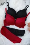 Kadın Siyah Ve Kırmızı Dolgulu Balenli Sütyen Külot 2'li Paket – Modern Ve Şık Tasarım