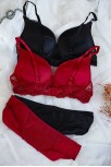Kadın Siyah Ve Kırmızı Dolgulu Balenli Sütyen Külot 2'li Paket – Modern Ve Şık Tasarım