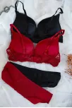 Kadın Siyah Ve Kırmızı Dolgulu Balenli Sütyen Külot 2'li Paket – Modern Ve Şık Tasarım