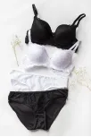 Kadın Siyah Ve Beyaz Dolgulu Balenli Sütyen Külot 2'li Paket – Modern Ve Şık Tasarım