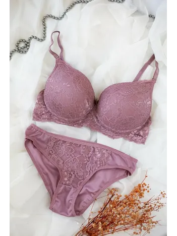 Kadın Pudra Dolgulu Dantel Sütyen Ve Külot Takım – Modern, Konforlu Ve Günlük Kombinlere Uygun