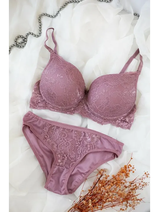 Kadın Pudra Dolgulu Dantel Sütyen Ve Külot Takım – Modern, Konforlu Ve Günlük Kombinlere Uygun