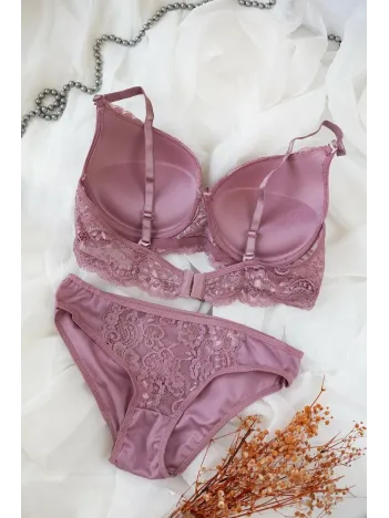 Kadın Pudra Dolgulu Dantel Sütyen Ve Külot Takım – Modern, Konforlu Ve Günlük Kombinlere Uygun