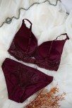 Kadın Bordo Dolgulu Dantel Sütyen Ve Külot Takım – Modern, Konforlu Ve Günlük Kombinlere Uygun