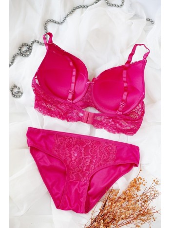 Kadın Fuşya Dolgulu Dantel Sütyen Ve Külot Takım – Modern, Konforlu Ve Günlük Kombinlere Uygun