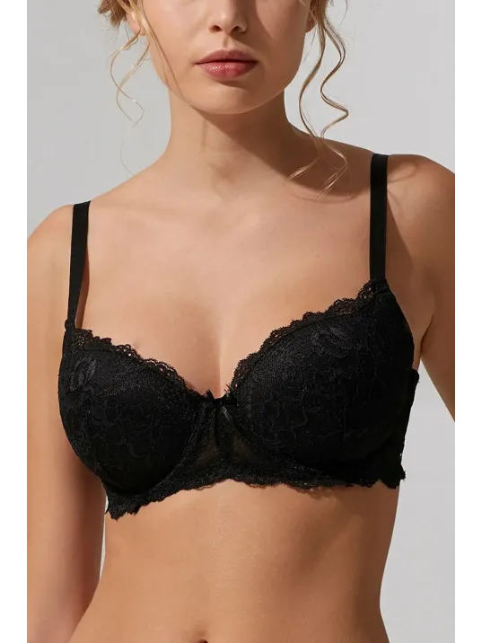 Kadın Siyah Dantel Dolgulu Sütyen Külot Takımı – Modern, Konforlu Ve Günlük Kombinlere Uygun