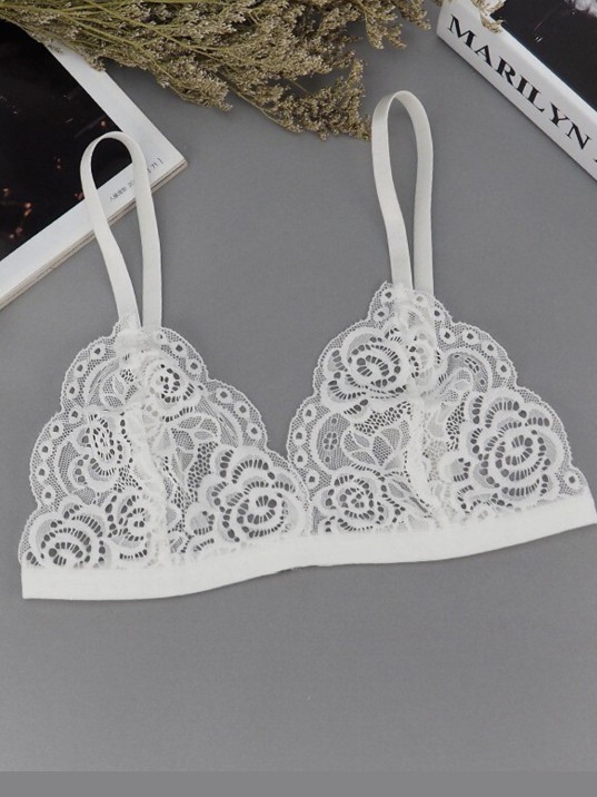 Kadın Siyah Ve Beyaz Dantelli Dolgusuz Sütyen – Modern Ve Şık Tasarım