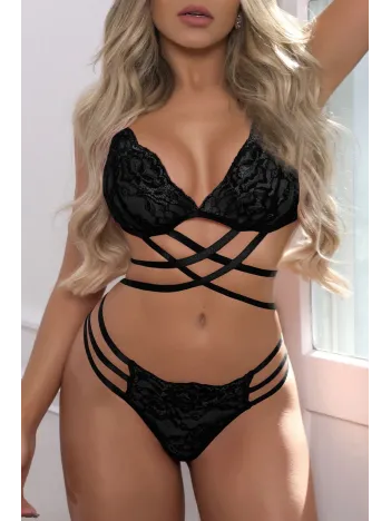 Kadın Siyah Dantel Özel Tasarım Şık Sütyen Külot Takımı – Modern, Konforlu Ve Günlük Kombinlere Uygun