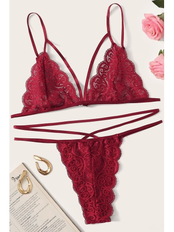 Kadın Bordo Dantel Sütyen Külot Takımı – Modern, Konforlu Ve Günlük Kombinlere Uygun