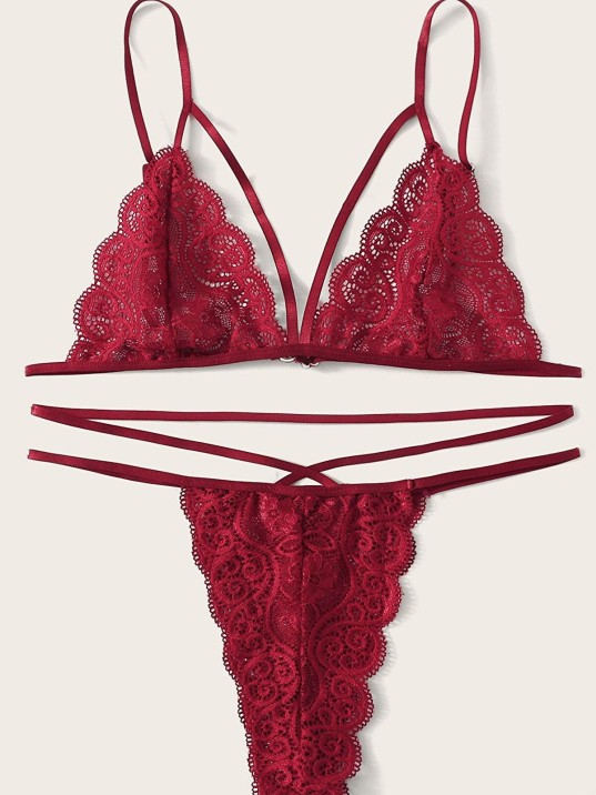 Kadın Bordo Dantel Sütyen Külot Takımı – Modern, Konforlu ve Günlük Kombinlere Uygun