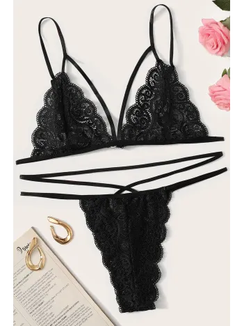 Kadın Siyah Dantel Sütyen Külot Takımı – Modern, Konforlu Ve Günlük Kombinlere Uygun