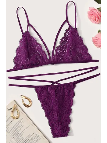 Kadın Mor Dantel Sütyen Külot Takımı – Modern, Konforlu Ve Günlük Kombinlere Uygun