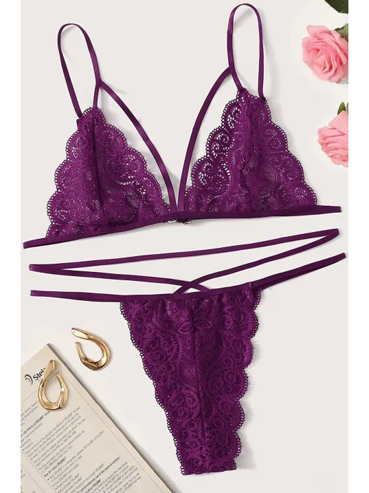 Kadın Mor Dantel Sütyen Külot Takımı – Modern, Konforlu Ve Günlük Kombinlere Uygun