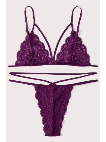 Kadın Mor Dantel Sütyen Külot Takımı – Modern, Konforlu Ve Günlük Kombinlere Uygun