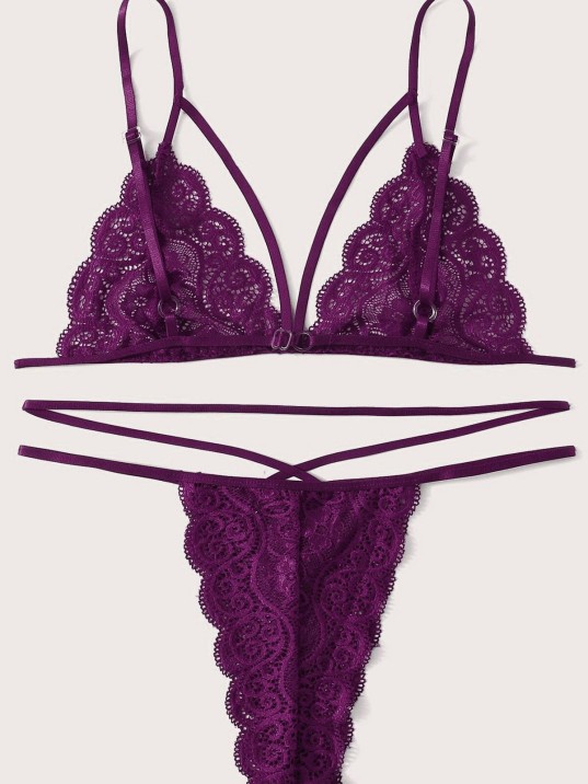 Kadın Mor Dantel Sütyen Külot Takımı – Modern, Konforlu Ve Günlük Kombinlere Uygun
