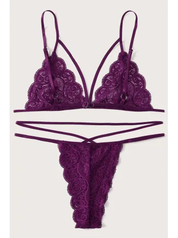 Kadın Mor Dantel Sütyen Külot Takımı – Modern, Konforlu Ve Günlük Kombinlere Uygun