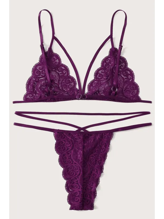 Kadın Mor Dantel Sütyen Külot Takımı – Modern, Konforlu Ve Günlük Kombinlere Uygun