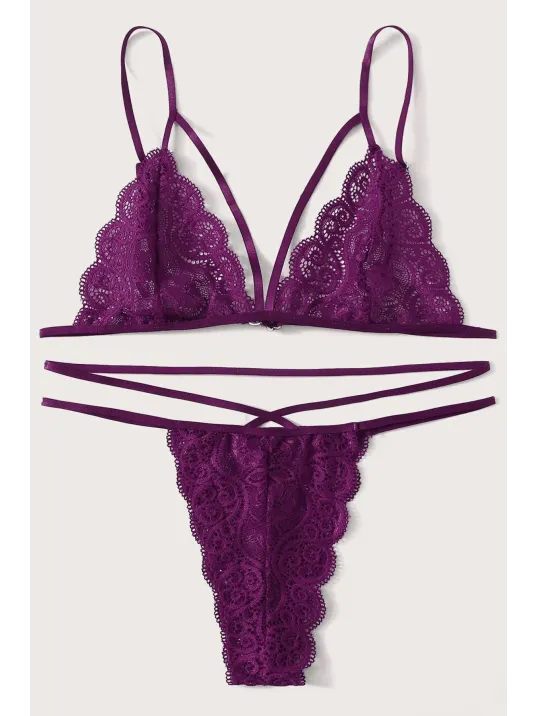 Kadın Mor Dantel Sütyen Külot Takımı – Modern, Konforlu Ve Günlük Kombinlere Uygun